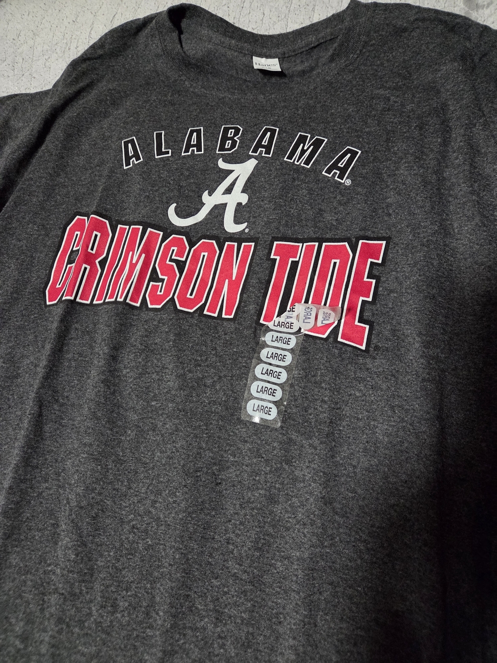 Hanes Alabama 'A' Logo Short Sleeve Tee - Charcoal Gray, Crimson, White
